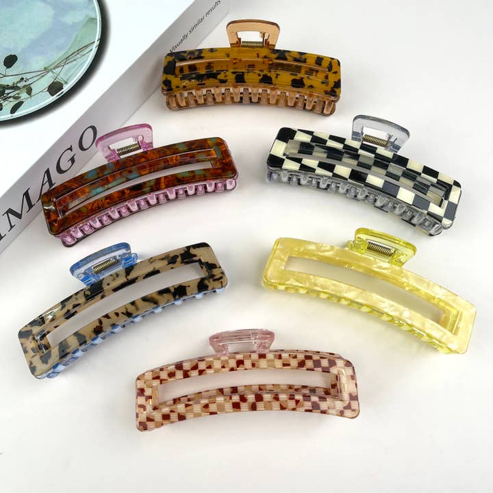 mildstyles - Wholesale Hair Clip - Women's - Checkerboard rectangular hair claw clip11