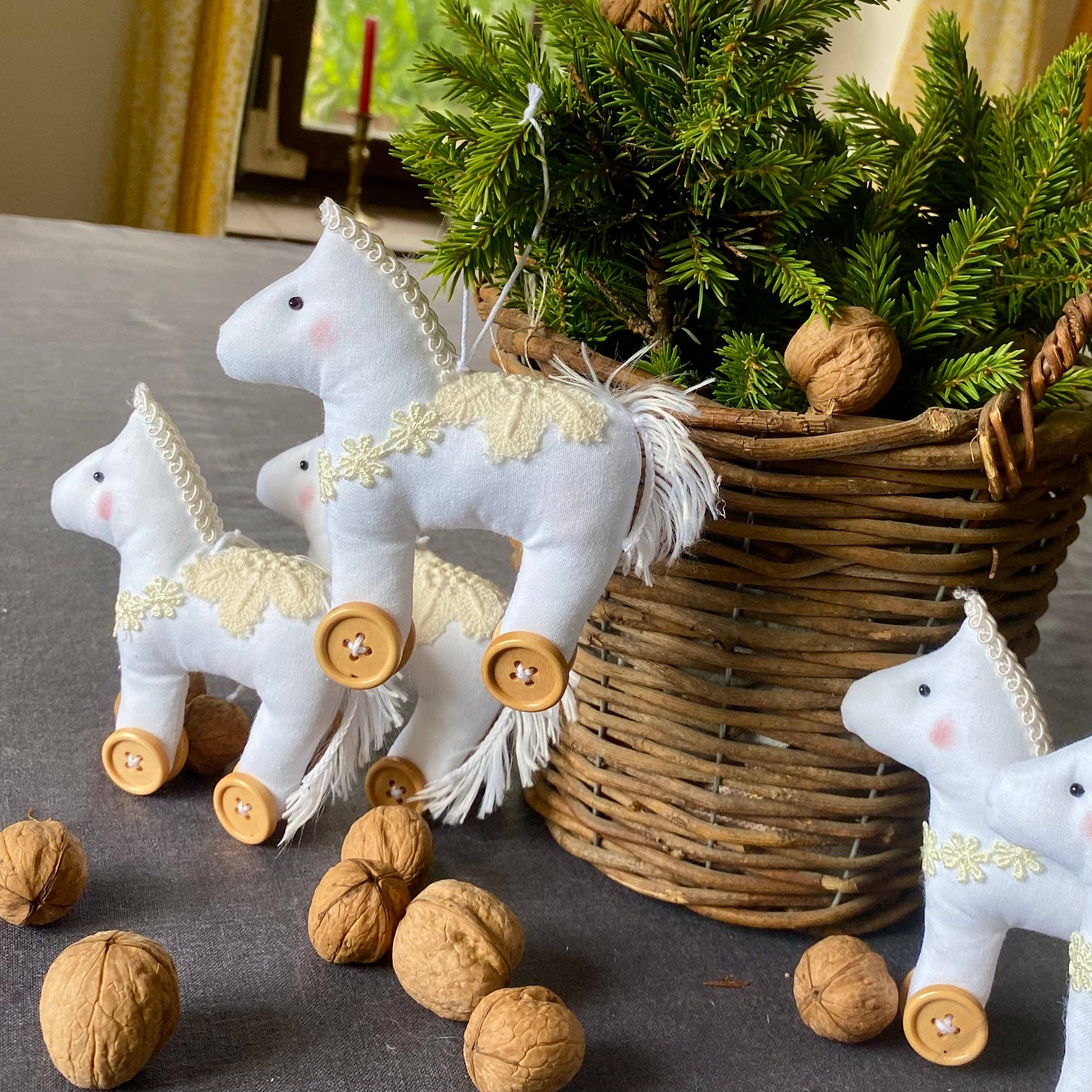 Mrozci - Wholesale Ornament - Fabric Cotton Horse on Wheels Ornament0