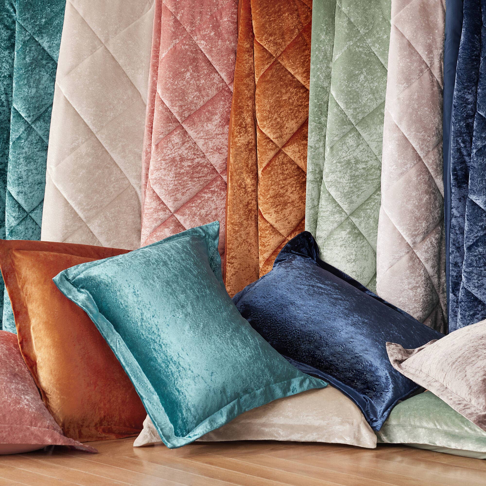 Olliix - Vente Parure de lit - Ensemble de couette ou housse de couette 4 pièces en velours écrasé, Blush14