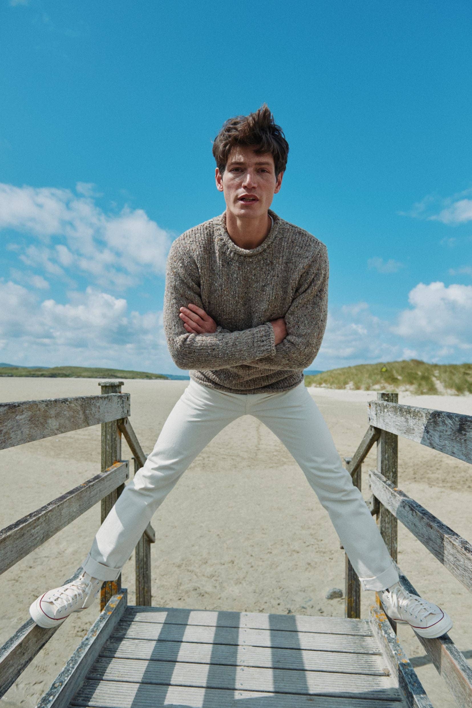 Aran Woollen Mills – wholesale Pullovertröja - Herr – Raheen tweed-rullhalsad herrtröja - havre4