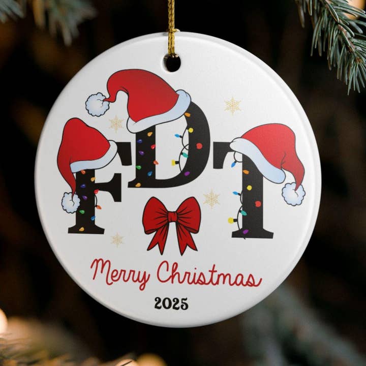 Subtle F*ck Trump Christmas Ceramic Ornament. Merry Xmas for wholesale by Embrova