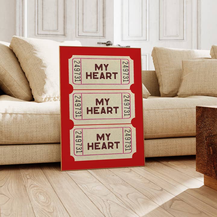 KIKIANDNIM - Wholesale Art Print - Valentine's Day Wall Art Print | Heart Ticket | Home Decor1