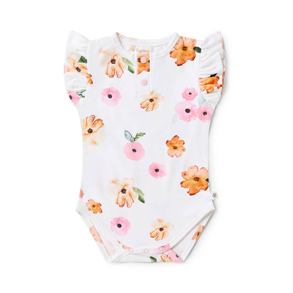 Snuggle Hunny - Wholesale Bodysuit (Non-Footed) - Baby - Poppy Short Sleeve Organic Bodysuit with Frill1