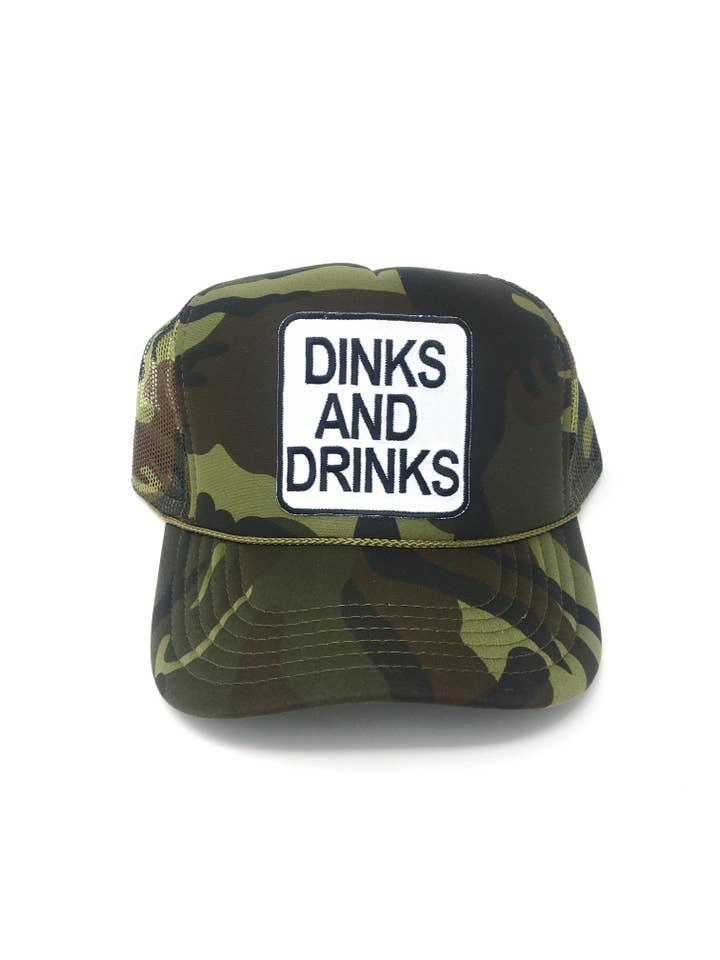 "Dinks And Drinks" Pickle-ball Trucker Hat for wholesale by Après Babe