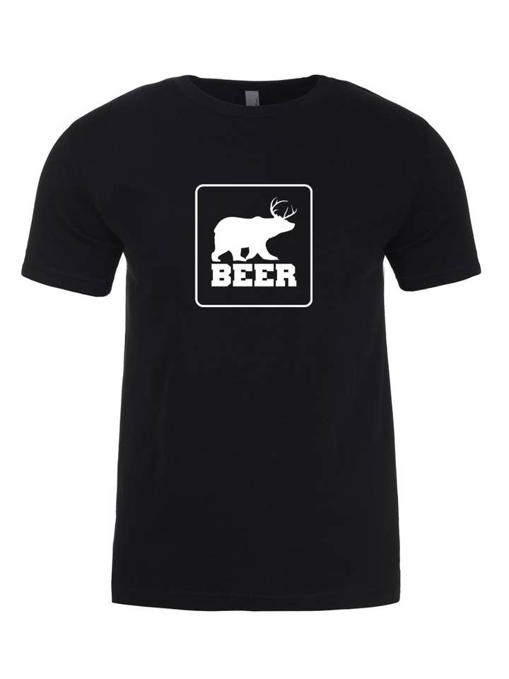Wi-Wear – wholesale Screen printed t-shirt – unisex – Bear + Deer = Beer Unisex T-Shirt