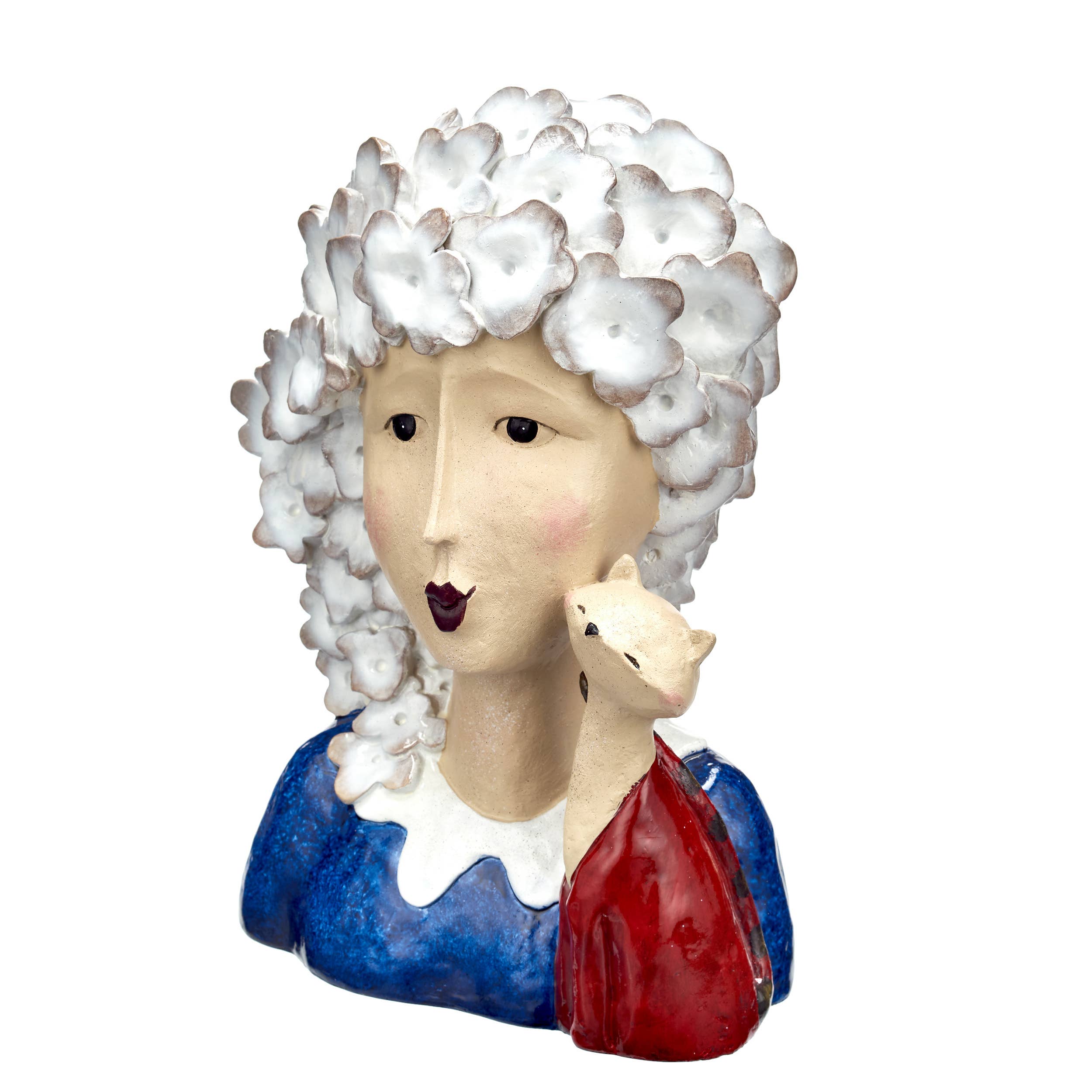 Bentley & Bo - Wholesale Beeldje/beeldhouwwerk - Claudette - Dame met wit haar en kat2