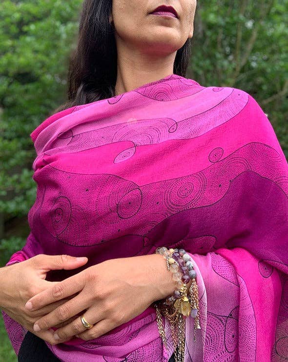 LOVELEEN®️ - Wholesale Scarf - Women's - 'Shining star of the Infinite galaxy' scarf (pink)4