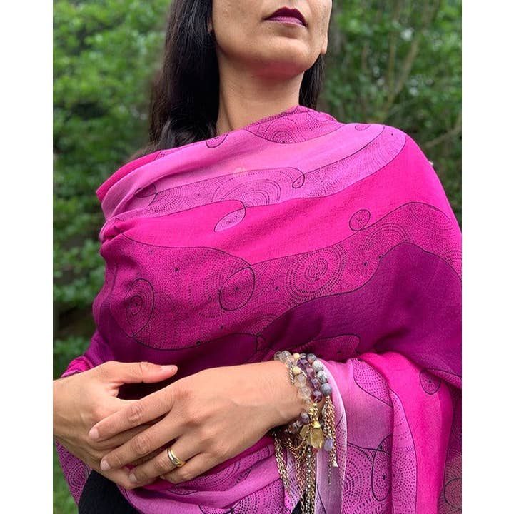 LOVELEEN®️ - Wholesale Scarf - Women's - 'Shining star of the Infinite galaxy' scarf (pink)4