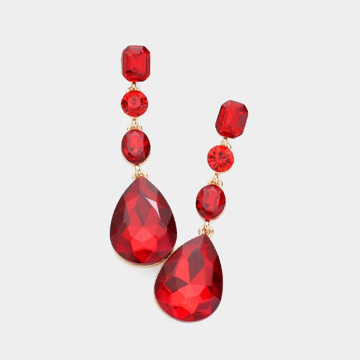 Sensibling Corp. - Wholesale Dangle Earrings - Teardrop Crystal Stone Accented Evening Earrings