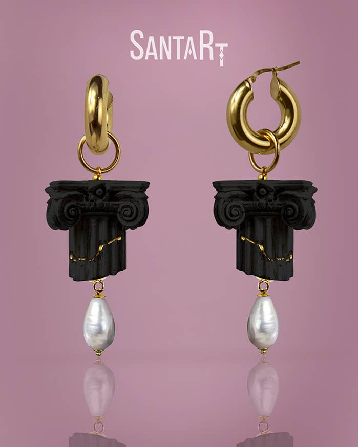 Santart - Wholesale Dangle Earrings - Black Capitello earrings0