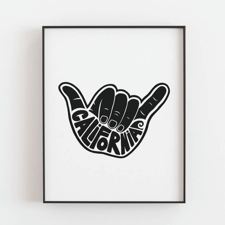Illustration du signe California Shaka/Impression giclée à la main pour la vente par Bleu Marie Artwork