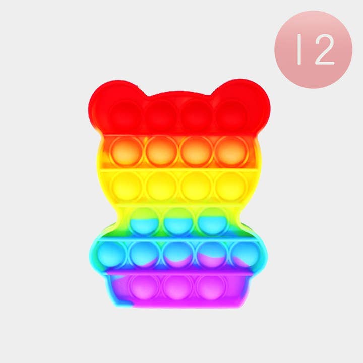 12PCS - Bear Character Push and Pop it Fidget Kids Toys for wholesale by Sensibling Corp.