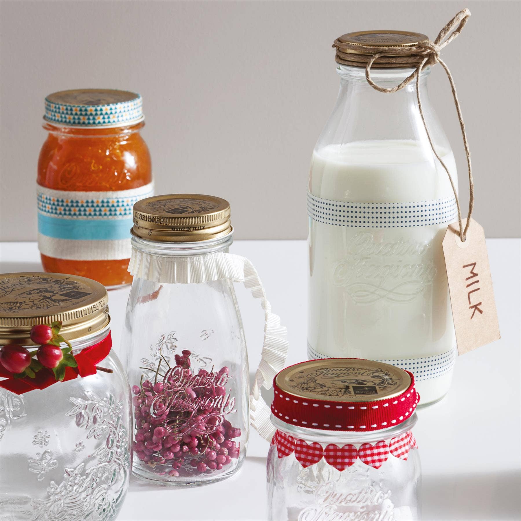 Rinkit Ltd – wholesale Jar – 1L Quattro Stagioni Glass Bottle with Screw Top Lid1