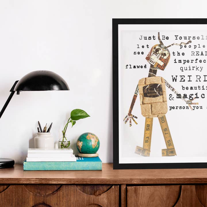 Shannon Marie Makes - Wholesale Art Print - Just Be Yourself Robot Collage Art Print