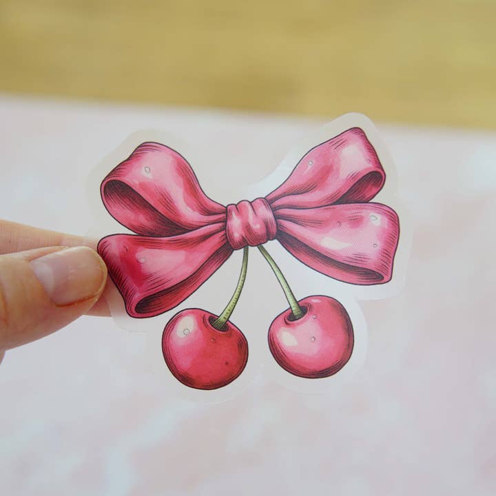 Forest Cove Home - Wholesale Sticker - Cherry Bow Coquette Sticker - 3"