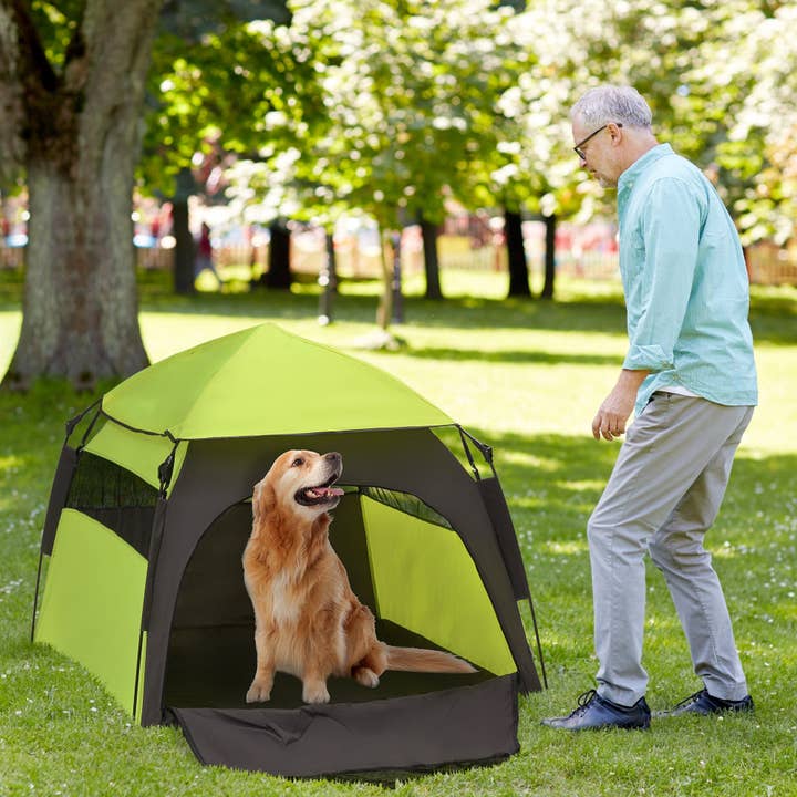 39F Inc. - Wholesale Tent - PawHut Pop-Up Dog Tent – Large Pet Tent, Green