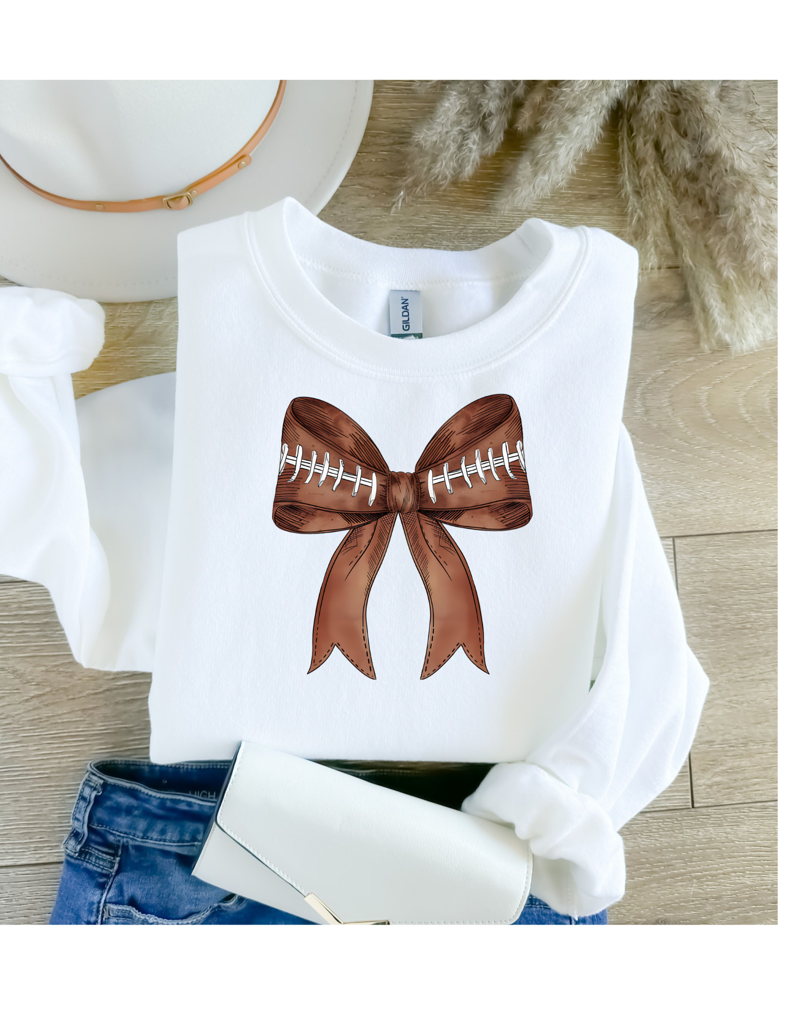 4 little hearts – wholesale Graphic sweatshirt – Women’s – Football preppy bow graphic sweatshirt / tee 2