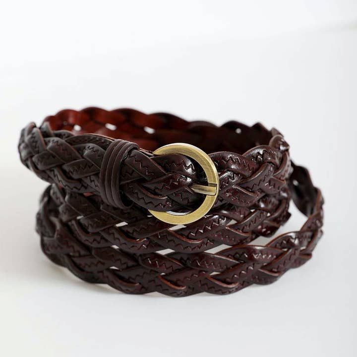 Leto Accessories - Wholesale Belt - Women's - Classic Leather Braided Belt β Perfect for Any Look π5