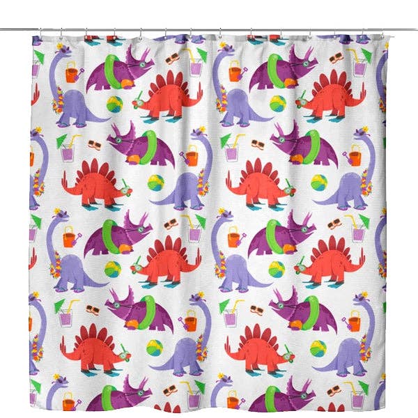 Beach Day with Dinos Shower Curtain for wholesale by DinoDreams.co