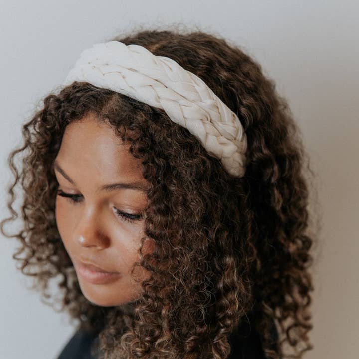 Headbands of Hope | One Purchased One Donated – wholesale Fashion headband – women's – Blushing Braid Headband - Ivory | Shimmery Double Braid