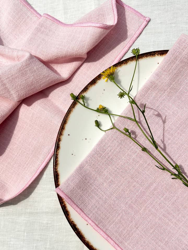 Zachtroze katoenen servetset, set van 4 voor wholesale door My Kitchen Linens