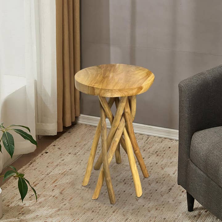 OMA - Eclectic Home - Wholesale Coffee Table - Solid Teak Wood End Table With Branched Legs Home Decor1