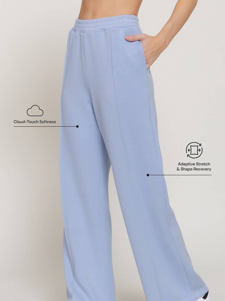 Elastic Waist Soft Modal Scuba Wide Pants for wholesale by Active Basic | Active USA