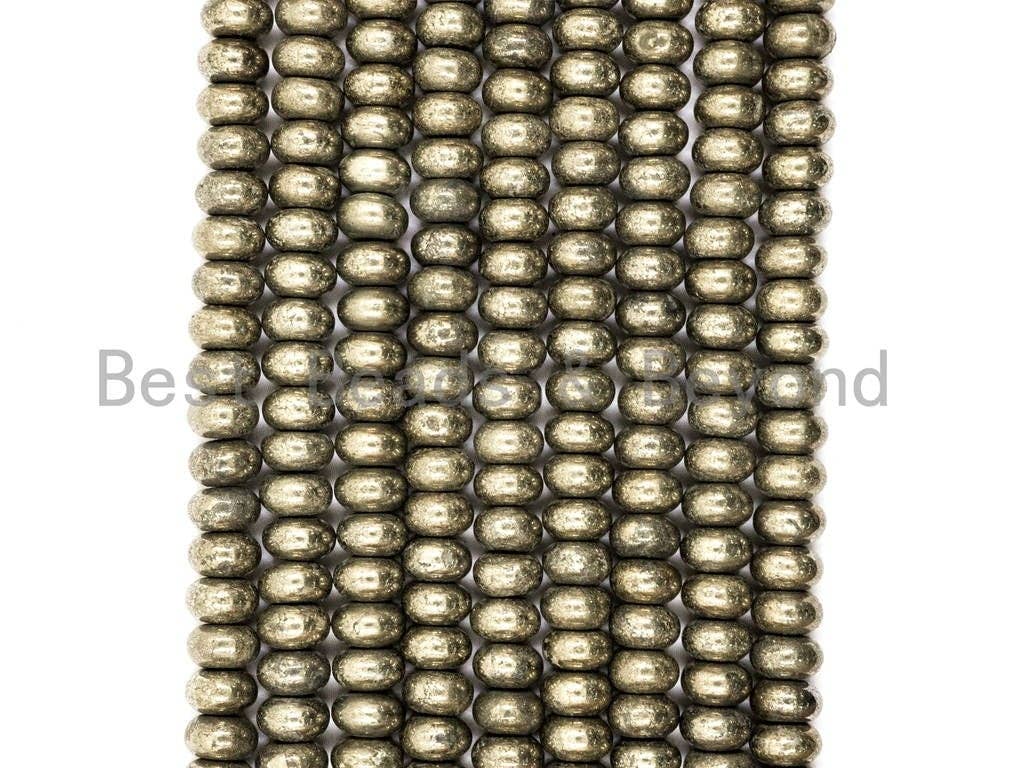 BestBeads&Beyond - Wholesale Beads - Quality Natural Pyrite beads,Rondelle Smooth Pyrite Gemstone Beads, 2x3mm/4x3mm/4x6mm/8x5mm/6x10 Rondelle Beads, 15inch FULL strand, SKU#W31