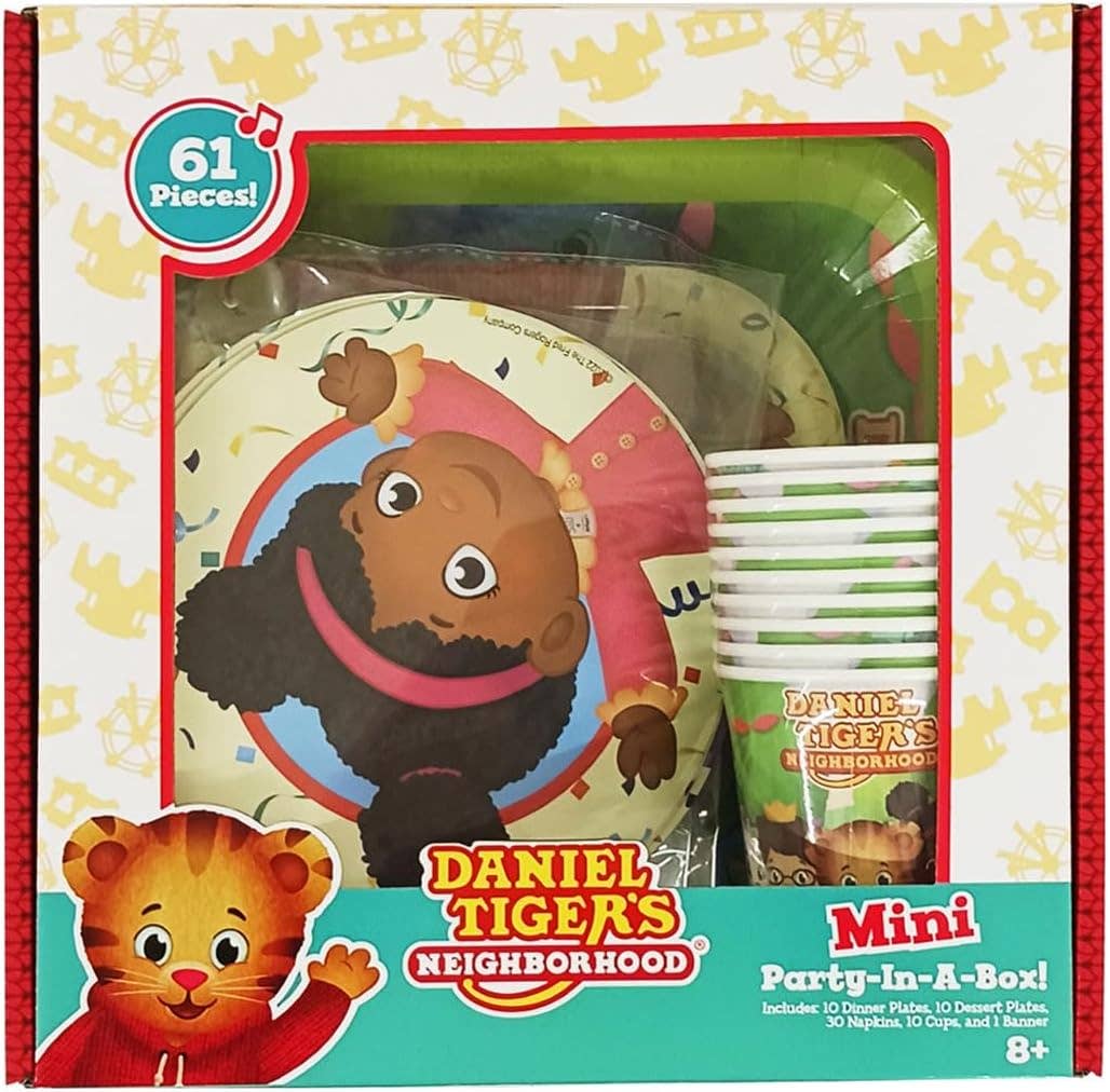 Mighty Mojo Toys - Wholesale Disposable Tableware Pack - Daniel Tiger's Neighborhood Party-In-A-Box - 61 Pieces Party1
