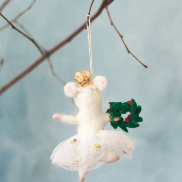 Creative Women - Wholesale Ornament - BALLERINA MOUSE FELT ORNAMENT | Handcrafted in Nepal