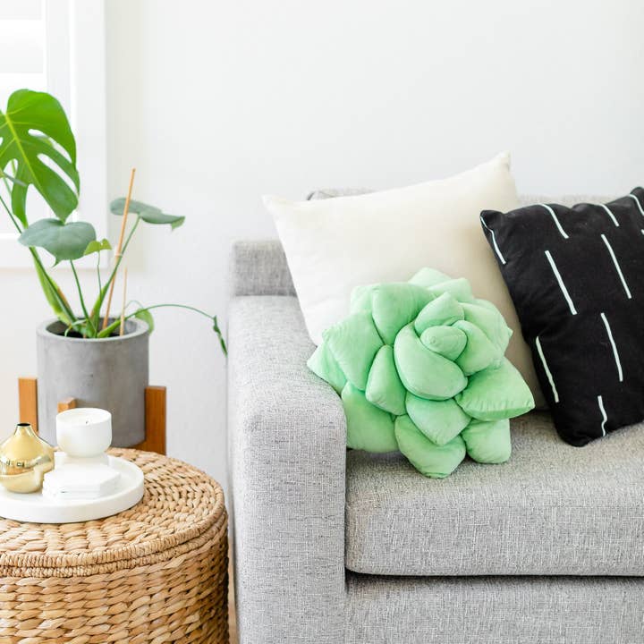 Green Philosophy Co. - Wholesale Throw/Decorative Pillow - Lil' Pop Succulent - Plush Pillow - Sage Green