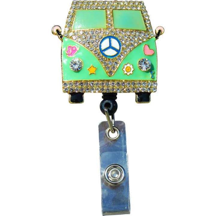 Hippie Van Sparkle And Shine Badge Reel for wholesale by OUTSIDE THE BOX, LLC