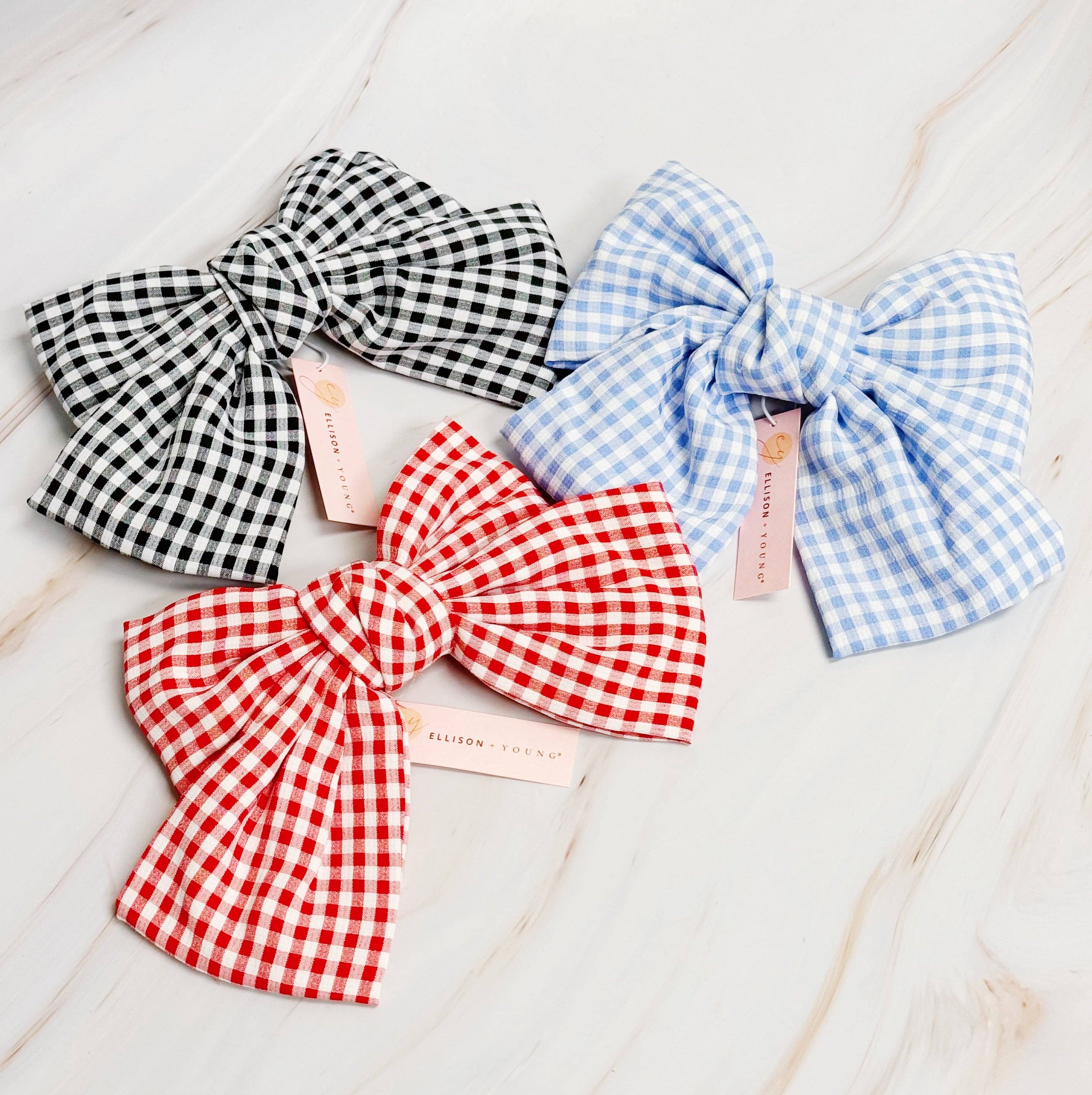 Ellison+Young - Vente Pince à cheveux – femme - Pince à cheveux Gingham Bow Pretty Bow4