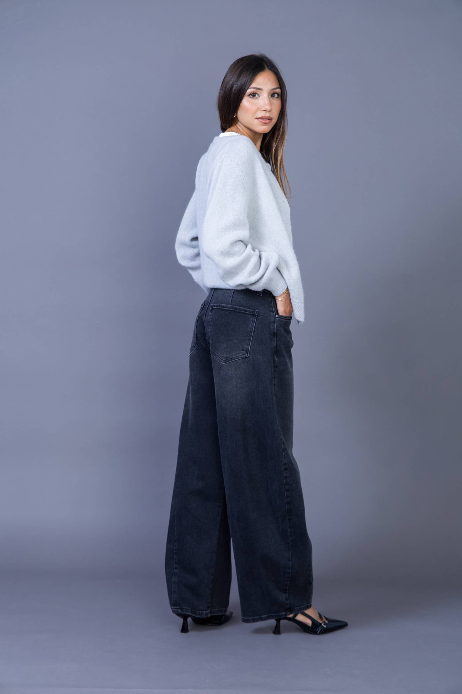 ANA & LUCY – calças de ganga - Mulher por atacado – Jean barril solto (Extra Balão) « Melina » - ANA & LUCY3