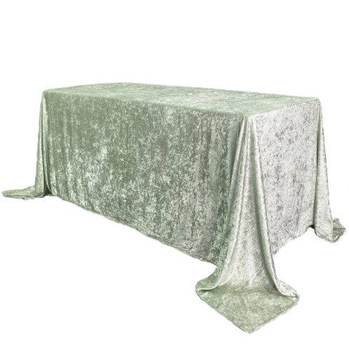 YOUR CHAIR COVERS - Wholesale Tablecloth - 90 x 132 Inch Rectangular Crushed Velvet Tablecloth Sage4