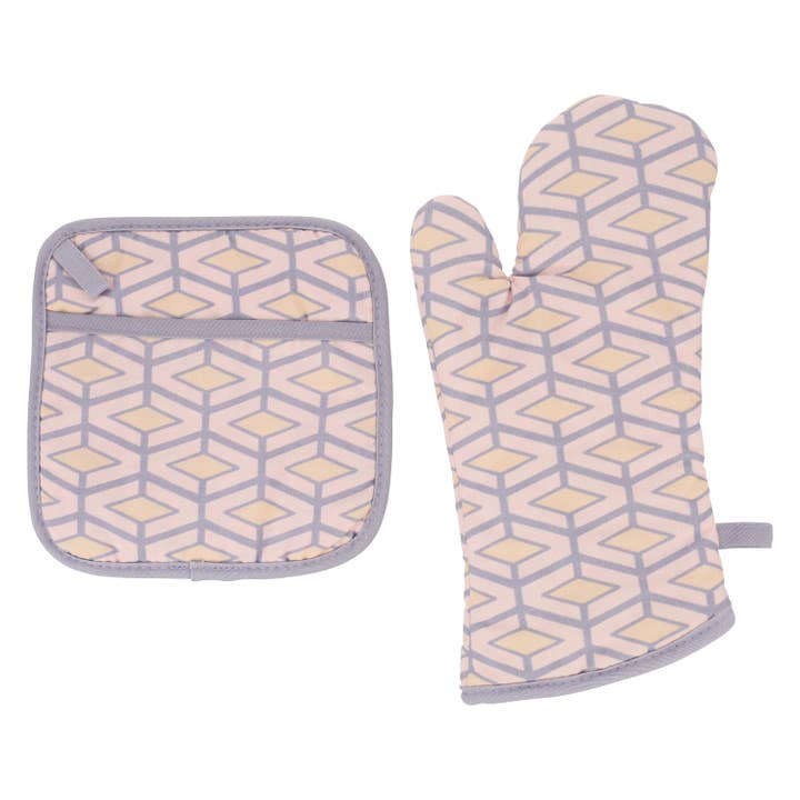 Boheme Pink and Gray Mitten and Pot Holder Combo for wholesale by LiLi Homes