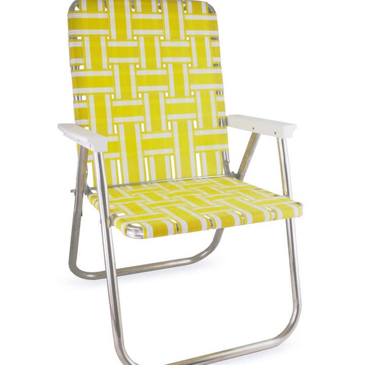 Lawn Chair USA - Wholesale Folding Chair - Yellow and White Stripe Classic Chair