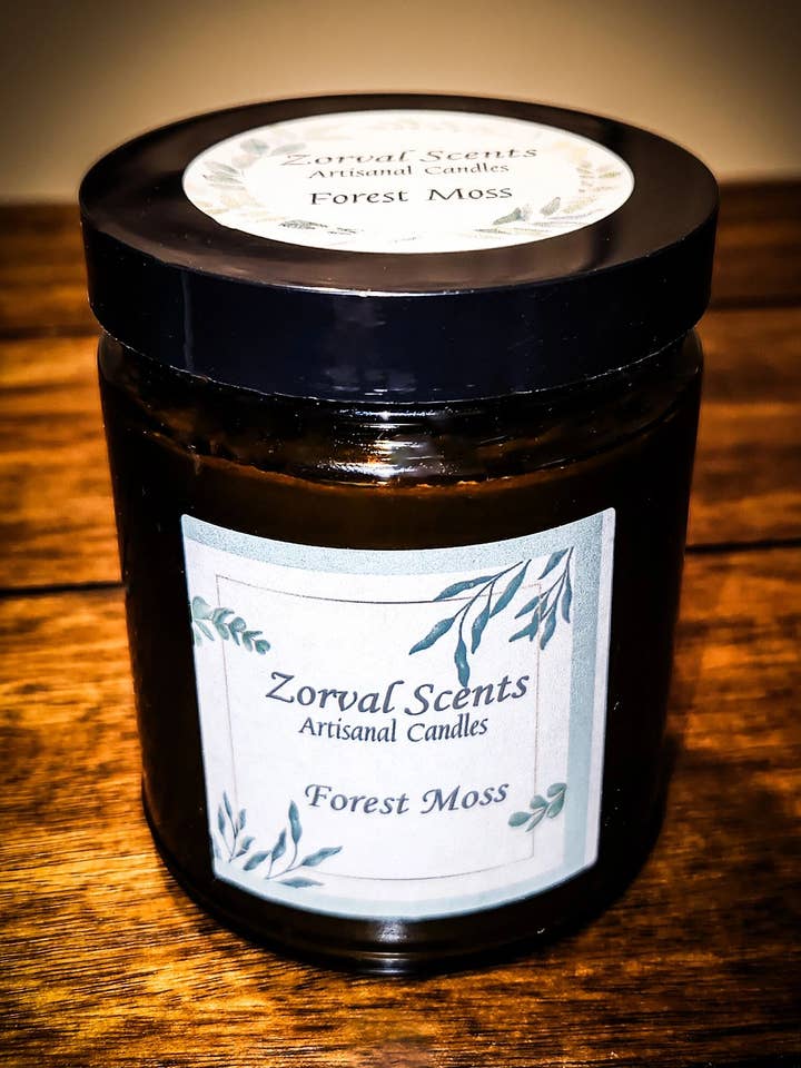 Forest Moss, Coconut Soy Wax Candle, Amber Jar, 8 oz for wholesale by Zorval Scents
