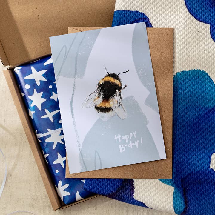 Happy B-day! Bee Birthday Card for wholesale by The Moonlit Press