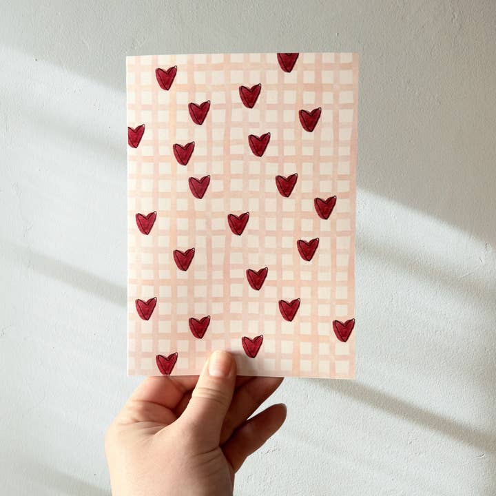 Little Red Hearts Greeting Card for wholesale by Song & Sparrow Studio