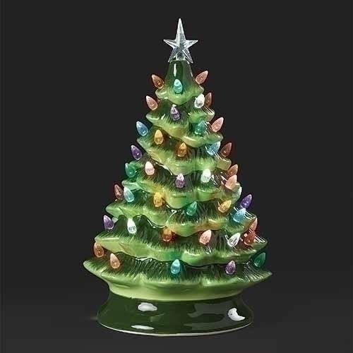 Lighted Vintage Green Tree with Twinkling Light for wholesale by Roman