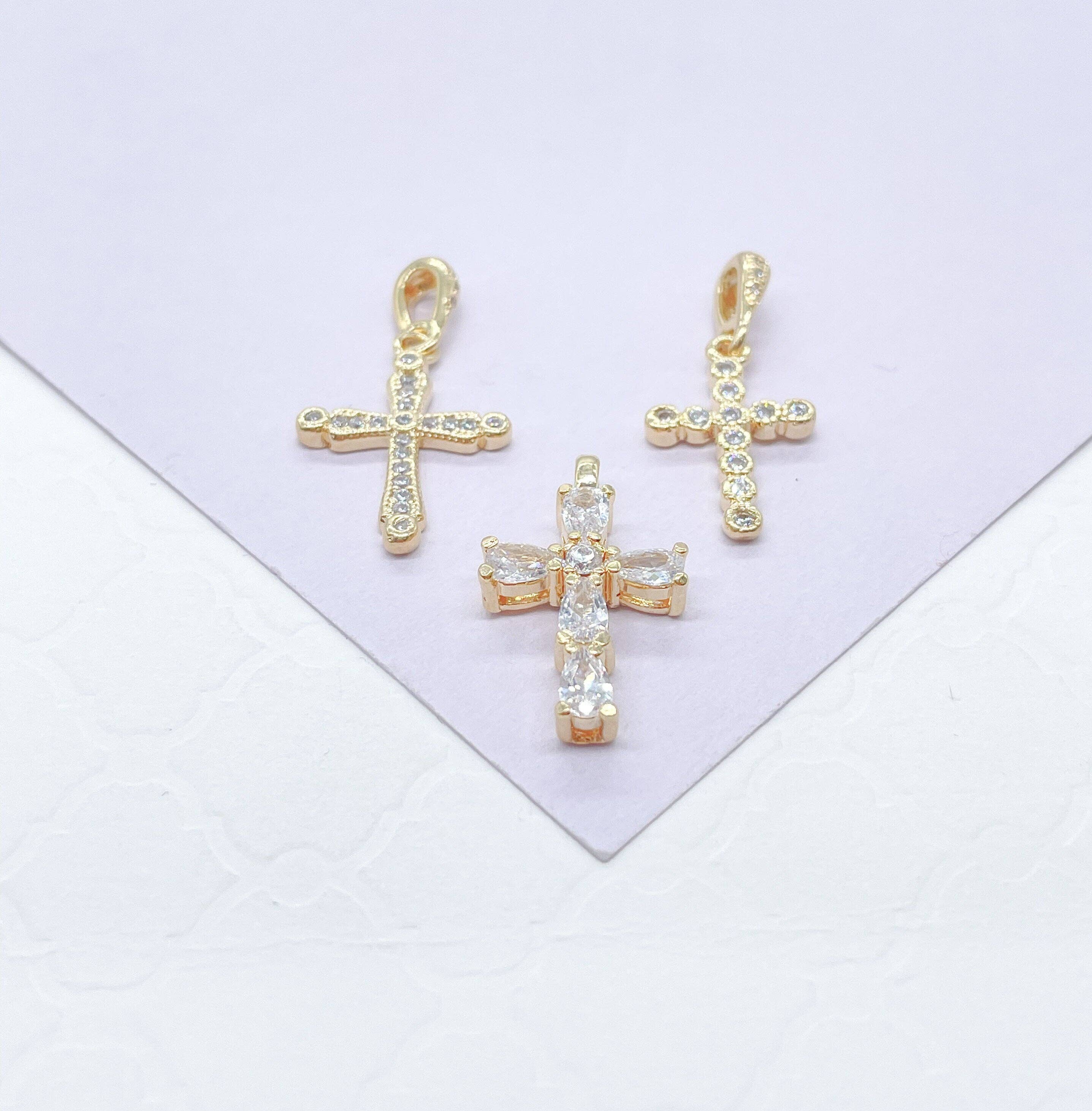 Milie - Wholesale Jewelry Set - 18k GF Dainty Cz Cross with Various Stones7