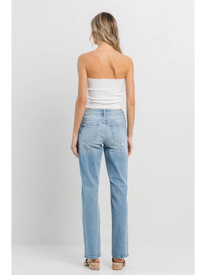 Light Denim Straight with Knee Rips for wholesale on Faire2