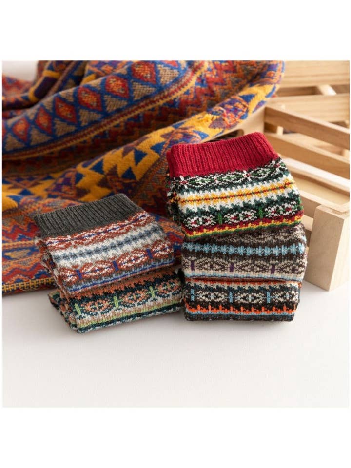 Funkyrel® Atzbranding Limited - Venta al por mayor Calcetines - Mujer - Rufia - Calcetines de invierno de punto a media pierna con estilo británico5