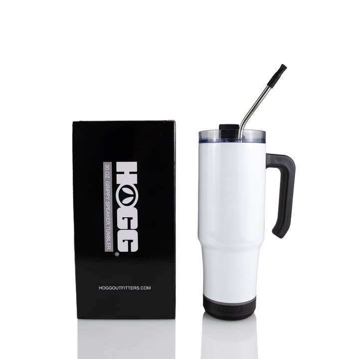Hogg Outfitters - Wholesale Insulated Mug/Tumbler - 30oz SUBLIMATION SPEAKER TUMBLER - Grippy White1