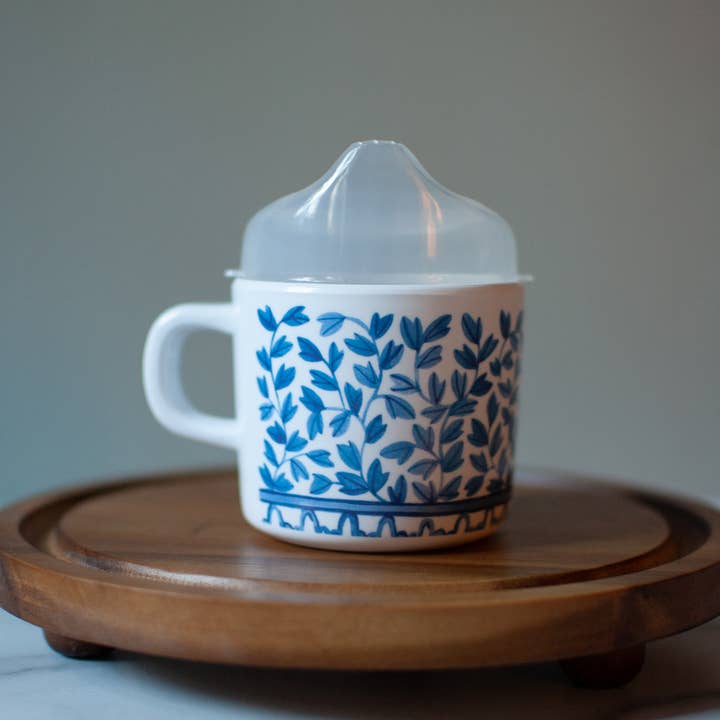 Helmsie - Wholesale Drinking Glass/Cup - Kids & Baby - Blue and White Sippy Cup