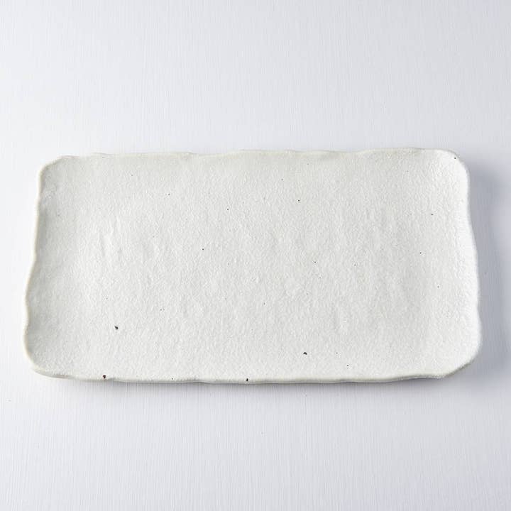 Shell White textured large rectangular stone platter 35cm for wholesale by Made In Japan Tableware