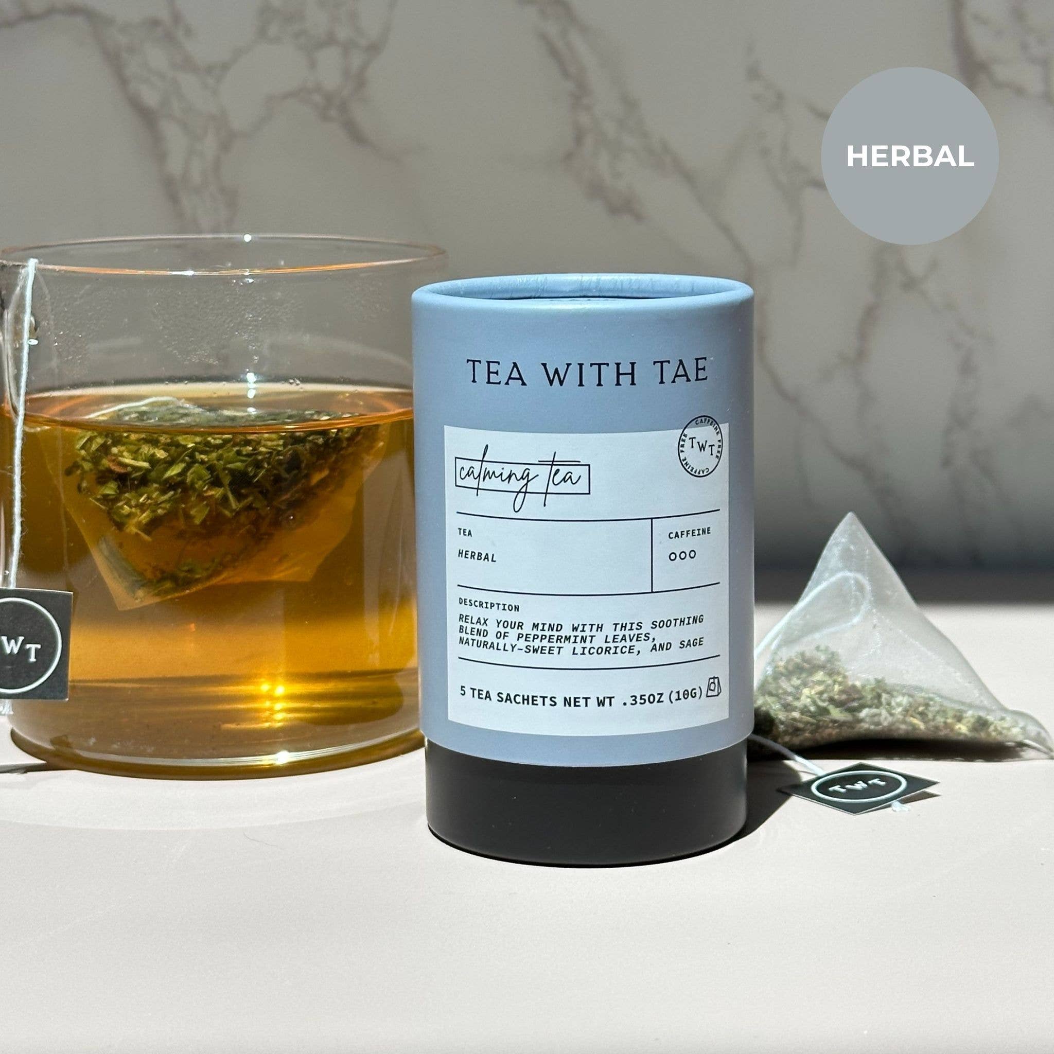 Tea with Tae - Wholesale Tea Bags - Calming Tea Herbal Rest Mini Tea Tube Gift (5 tea bags)1