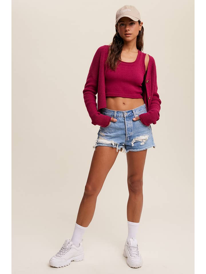 Listicle – Engroshandel Overdelssæt – til kvinder – Ribstrikket Cardigan Sæt LWSET0057