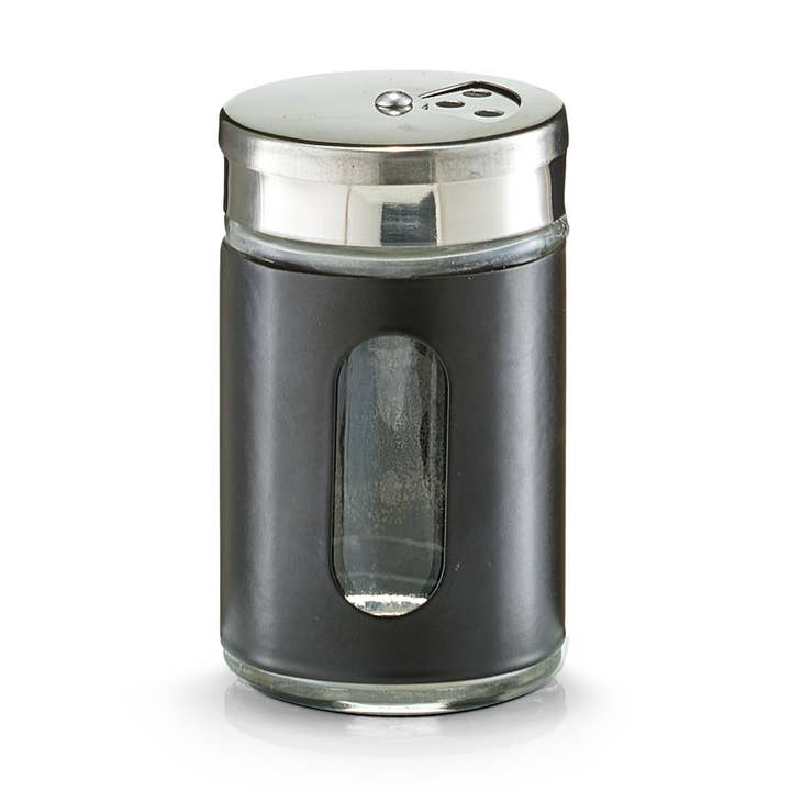 Spice shaker, glass/metal/stainless steel, black for wholesale by Zeller Present